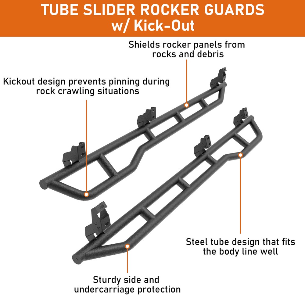 Fit 2007-2021 Toyota Tundra Crew Cab 4-door 2Pcs Steel Tube Slider Rocker Guards