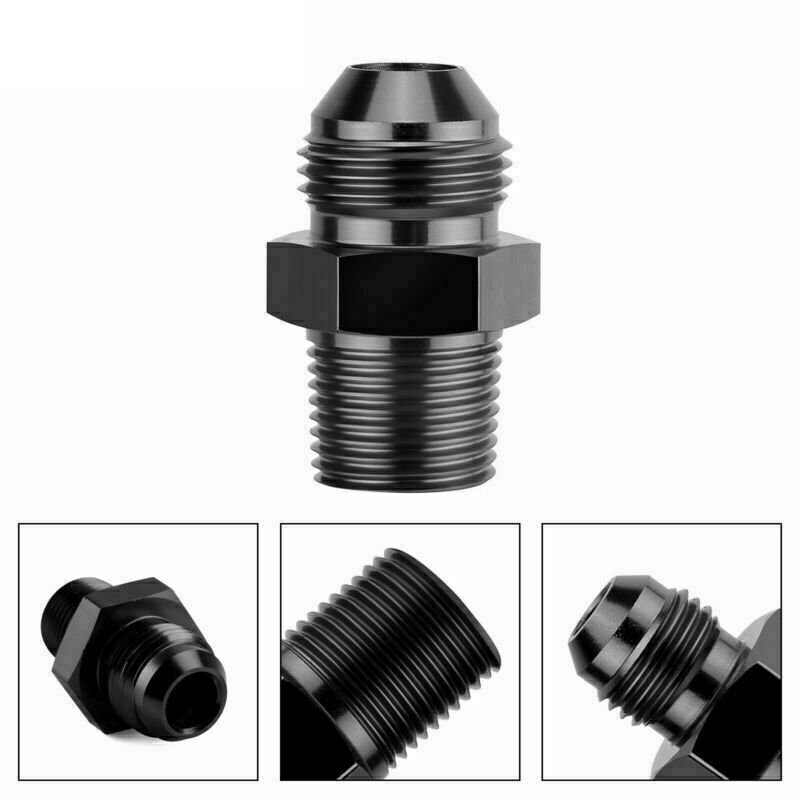1/4 NPT to 6AN Adapter Straight Pipe Thread to 6 AN Flare Fitting Black