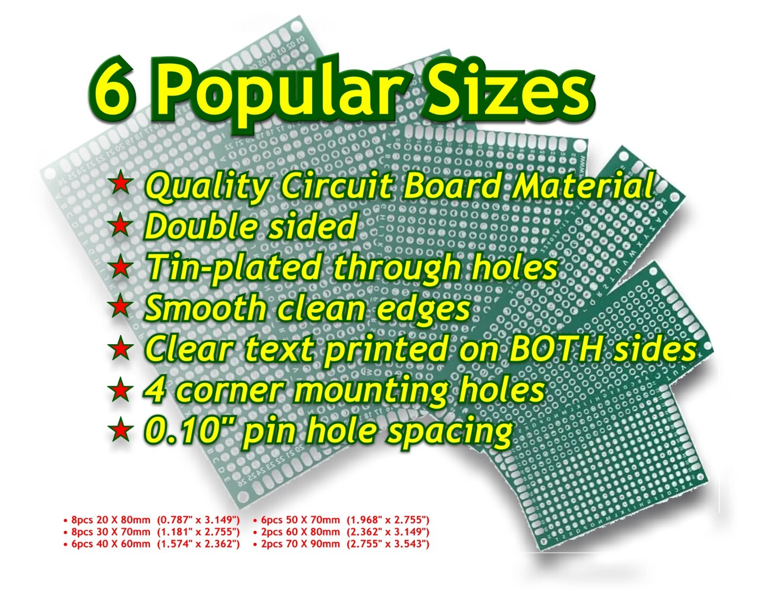32pcs - Double Side Universal PCB Prototype Board Printed Circuit Protoboard DIY