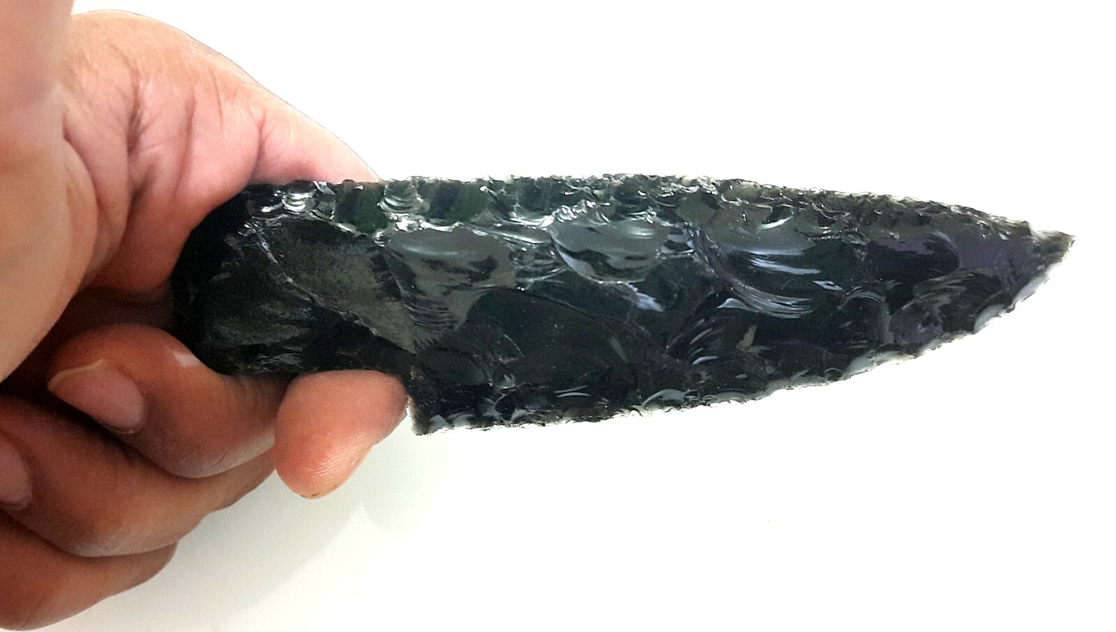 Black Obsidian crafted arrowhead knife 5 inch beautiful inbuilt handle to hold