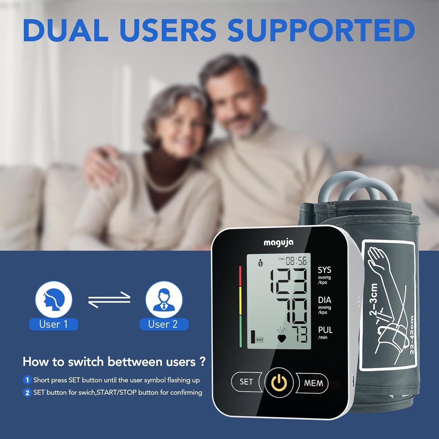 Arm Blood Pressure Monitor,BP Monitor Automatic Upper Arm Digital for Home Use