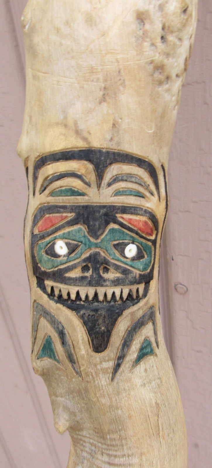 Northwest Coast Hand Carved SHAMAN Totem Walking Talking Stick Cane Pole STAFF