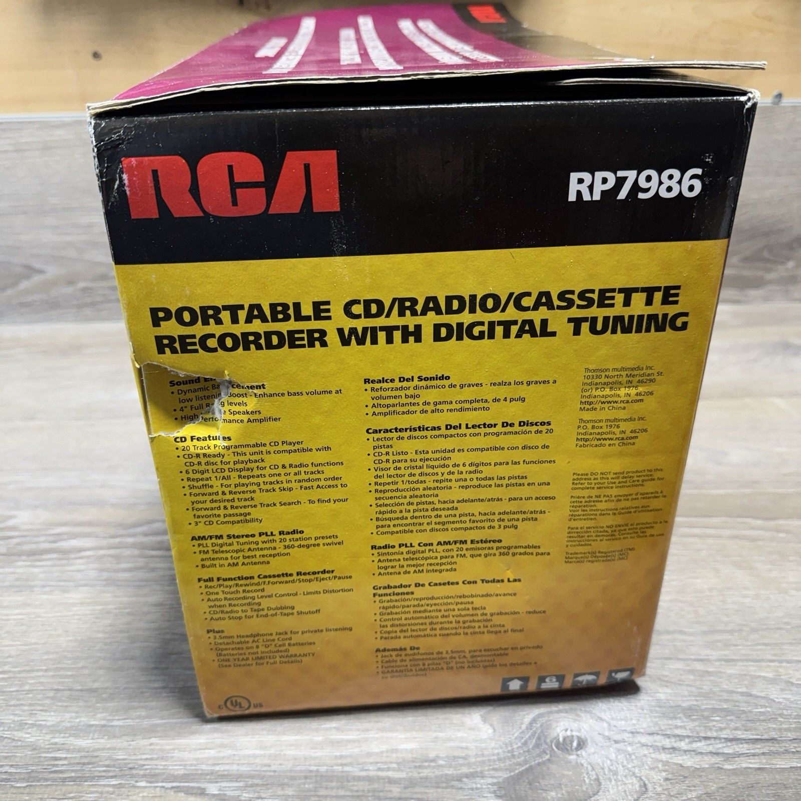 RCA Portable Radio CD Cassette Recorder RCA RP7986 RP-7986 7-2001 New Open Box