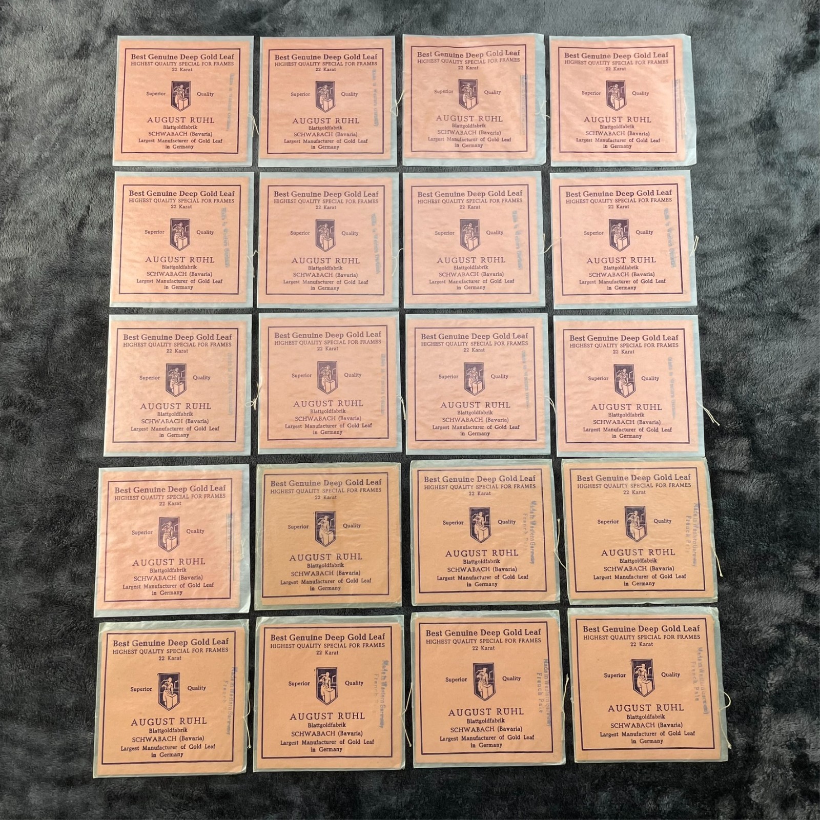 August Ruhl 22 Karat Gold Leaf Frames 500 Leaves American Shade Square NOS