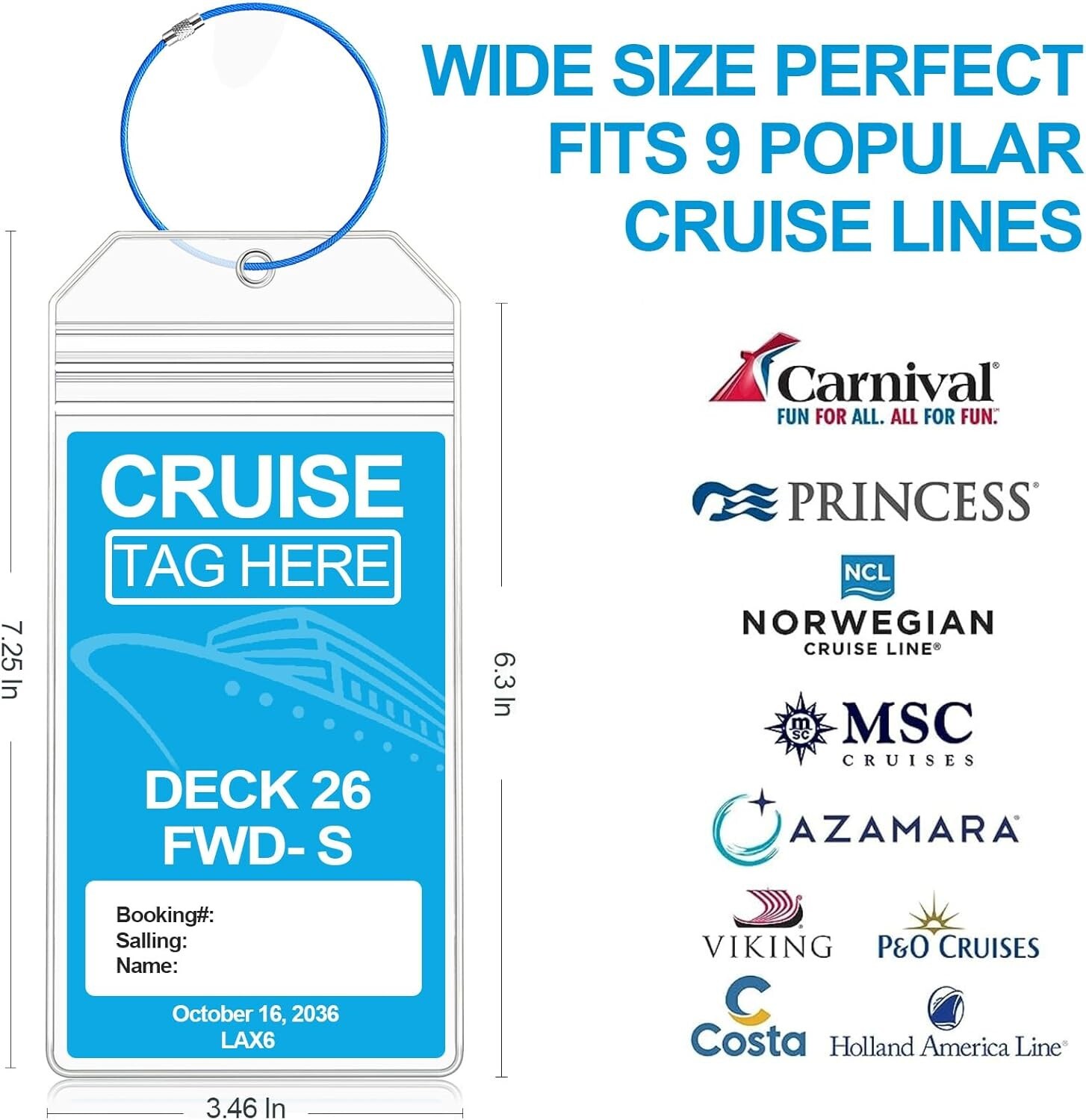 5/6 Pack Cruise Luggage Tag Holders for Carnival NCL Princess MSC Cruise Ships
