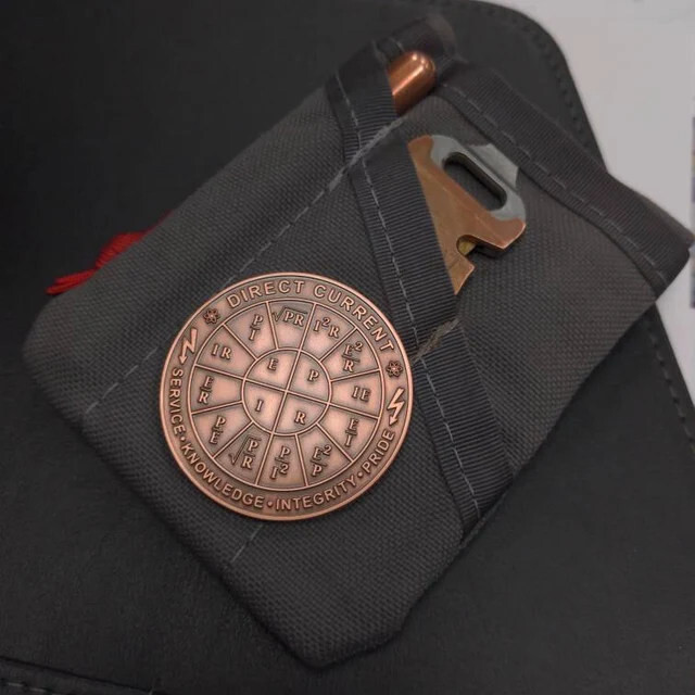 AC & DC Ohms Law Wheel Formulas Medallion COIN Electrician Gift - 1 OUNCE COPPER