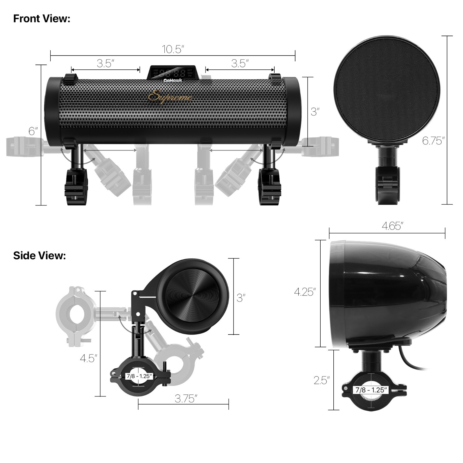 Waterproof Motorcycle Stereo 8 Speakers Audio System Bluetooth 300W Amp FM Radio