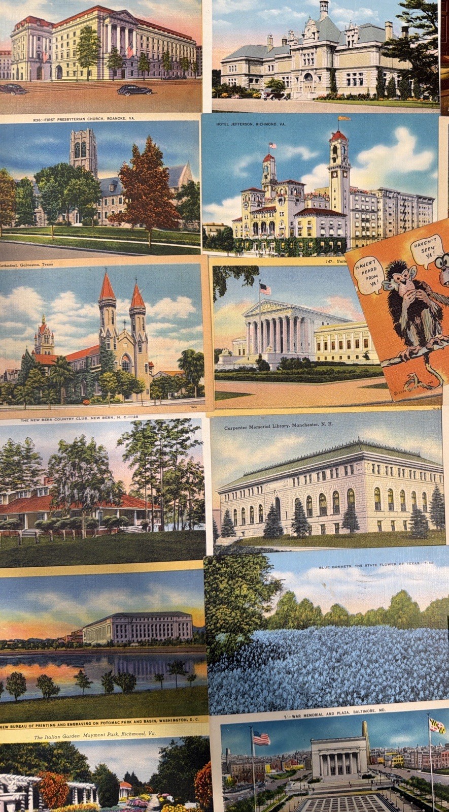 40 Vintage Linen Postcards 1930s–1950s Mixed U.S. Views Bulk Lot
