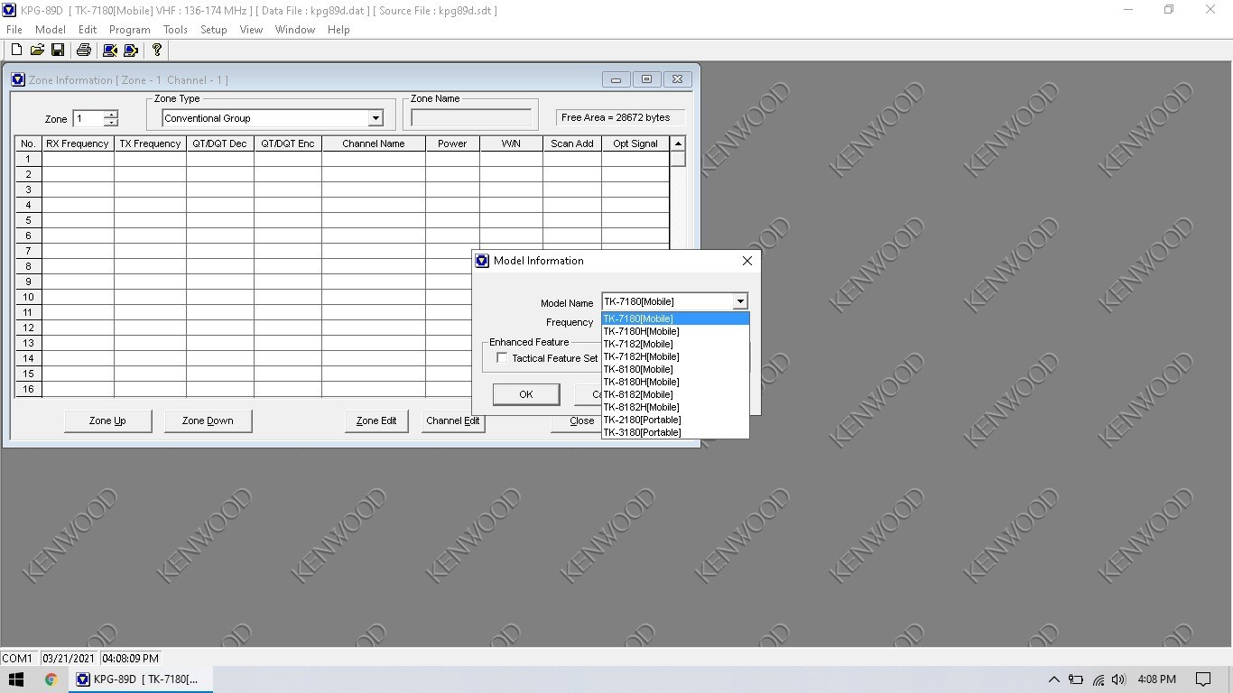 Kenwood KPG-89D Programming Software for TK-7180, 8180, 2180,3180