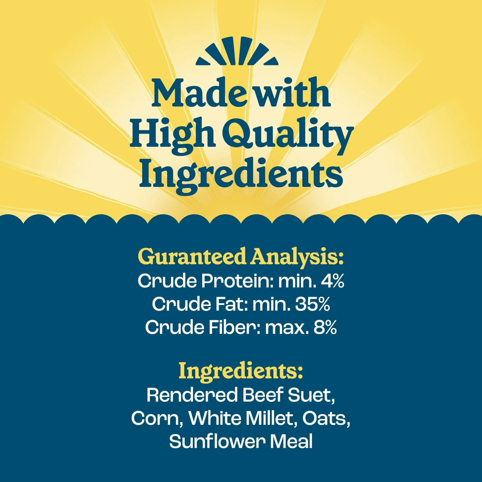 High Energy Suet Cake for Wild Birds Year-Round Feeding 8 Pack of 11.75 oz Cakes