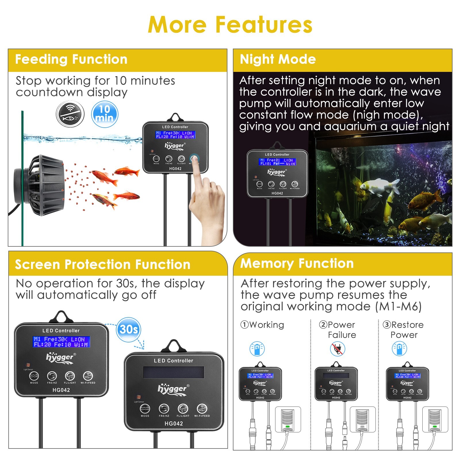 hygger Wave Maker Aquarium w/ Controller Strong Magnetic Powerhead Up to 200 Gal