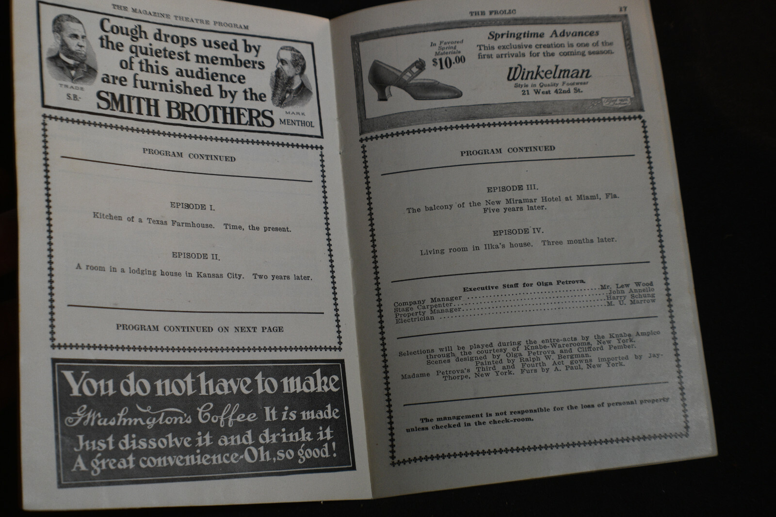 1924 The Frolic Theatre Program *Olga Petrova in HURRICANE*