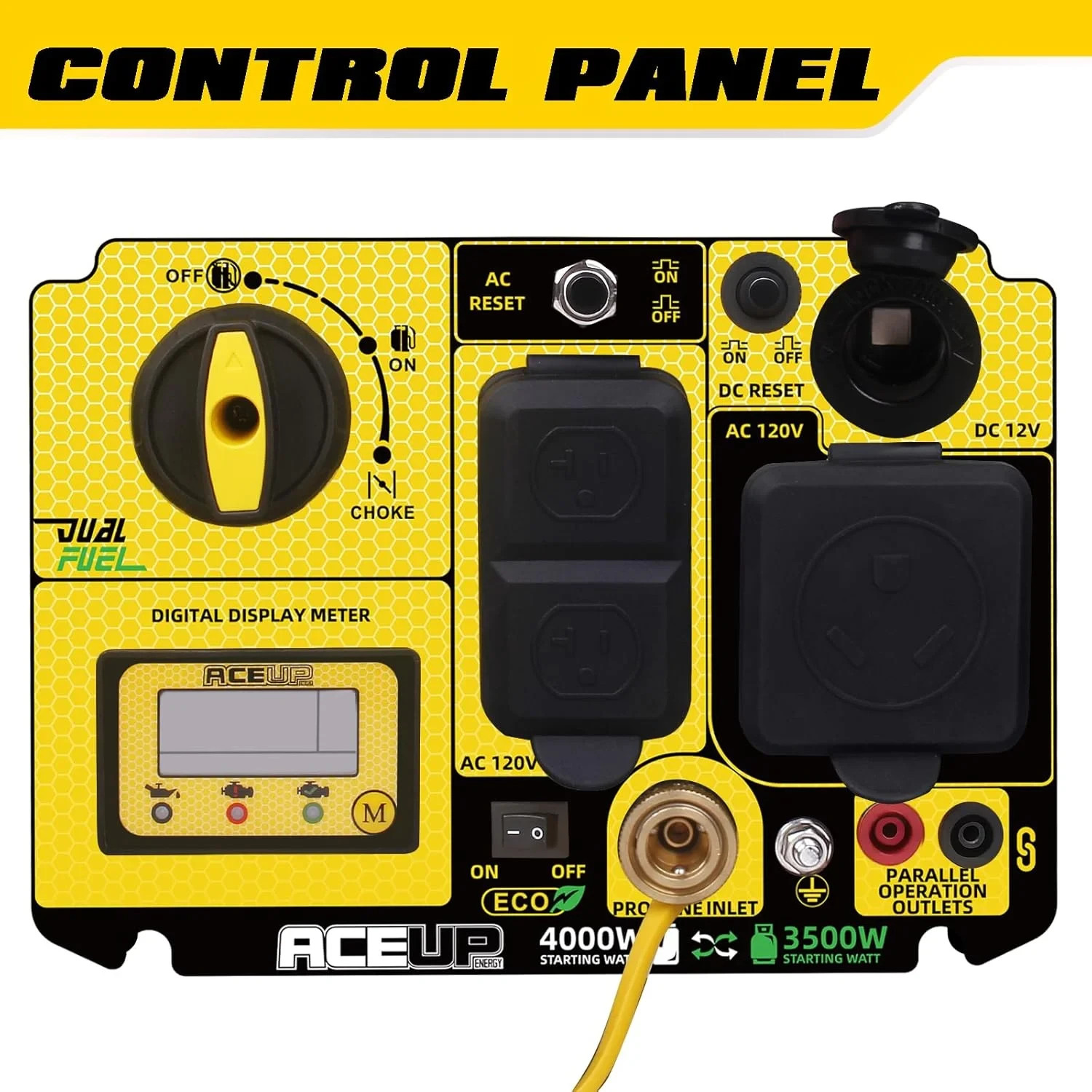 Aceup Energy 4000 Watt Dual Fuel Inverter Generator Portable Quiet, Gas, Propane