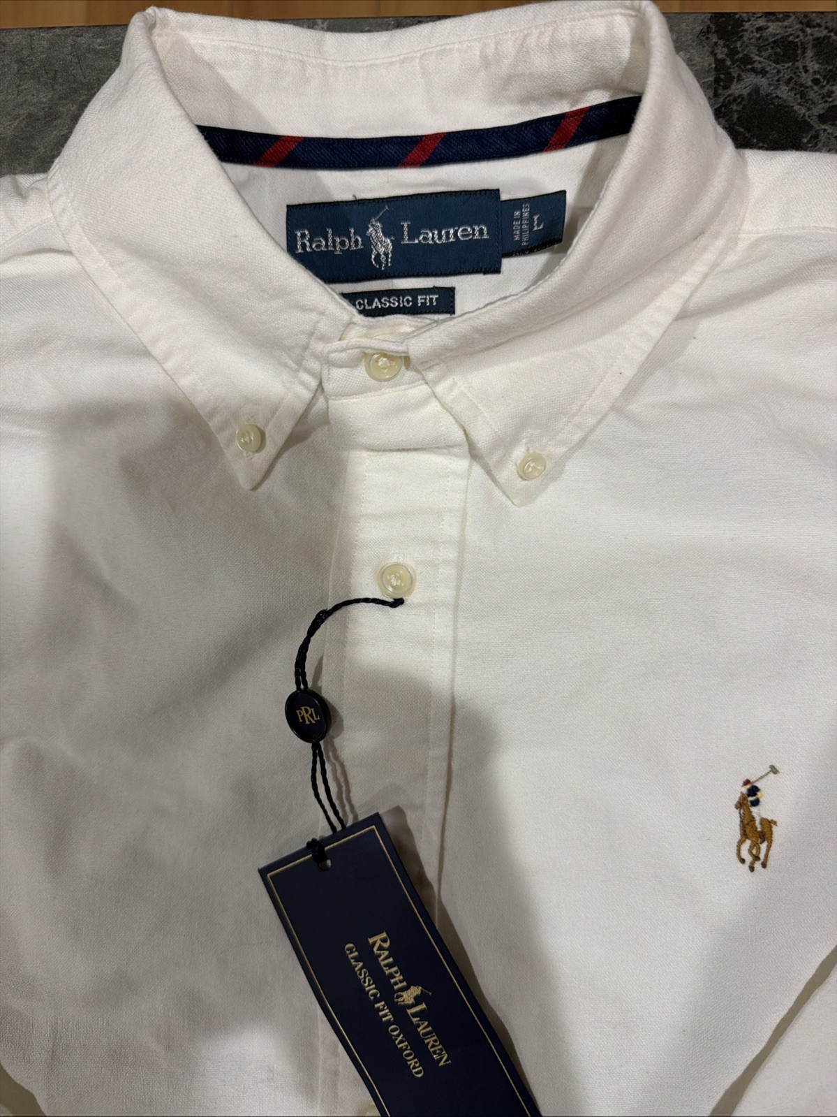 RALPH LAUREN White Button Down Shirt Classic Fit Oxford Sz Large