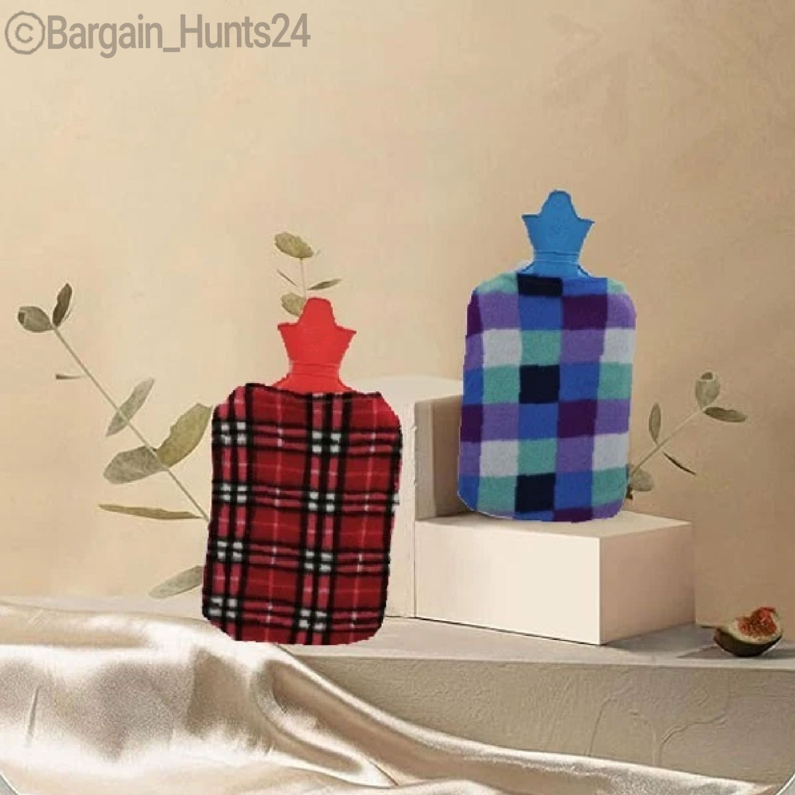 Hot Water Bottle with Plush Cover Rubber Bag For Warm Therapy 2000ml (Pack of 1)