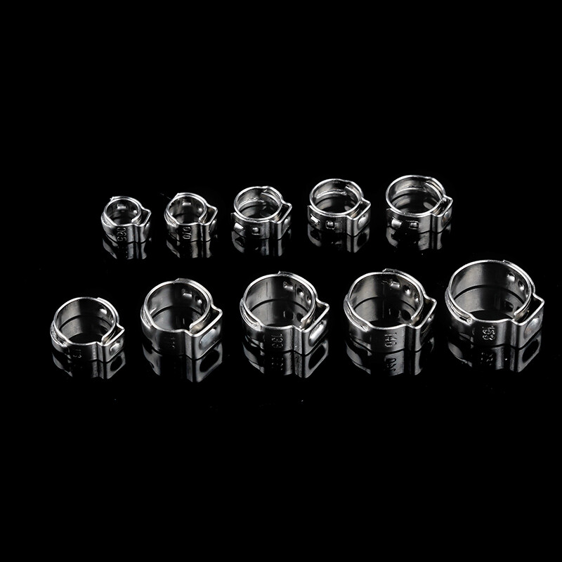 100pcs Hose Clamp Assorted Stainless Steel Ear Cinch Rings Crimp Pinch Set
