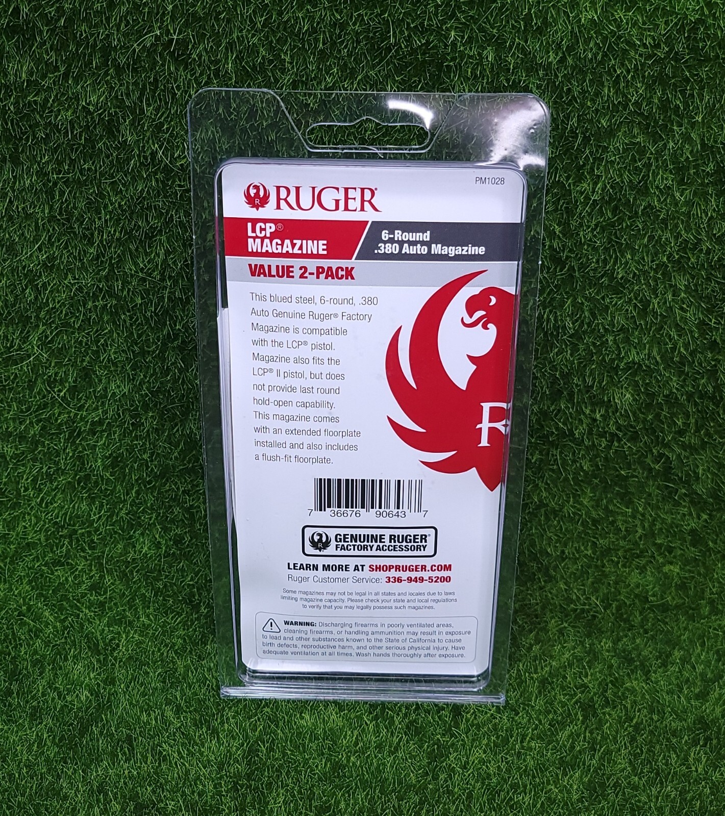 Ruger LCP OEM Magazine .380 ACP 6 Round Factory Magazine 2-Pack, Black - 90643