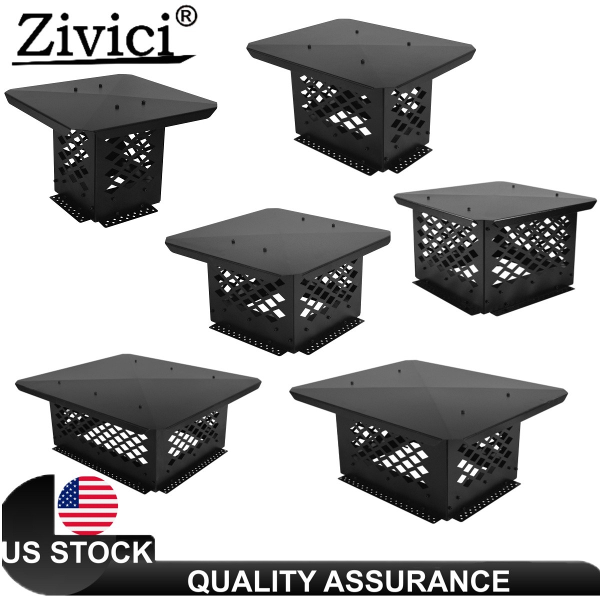 Chimney Cap 8x8/9x9/12x12/13x9/17x17/21x13/24x13in Steel Fireplace Flue Caps