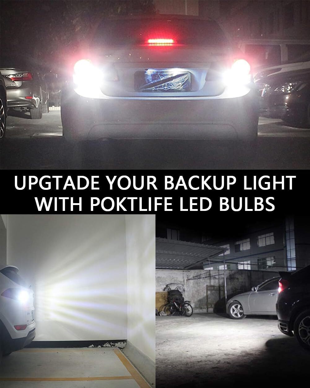 T15 921 912 LED Reverse Backup Light Bulbs W16W 916 6000K Super Bright White