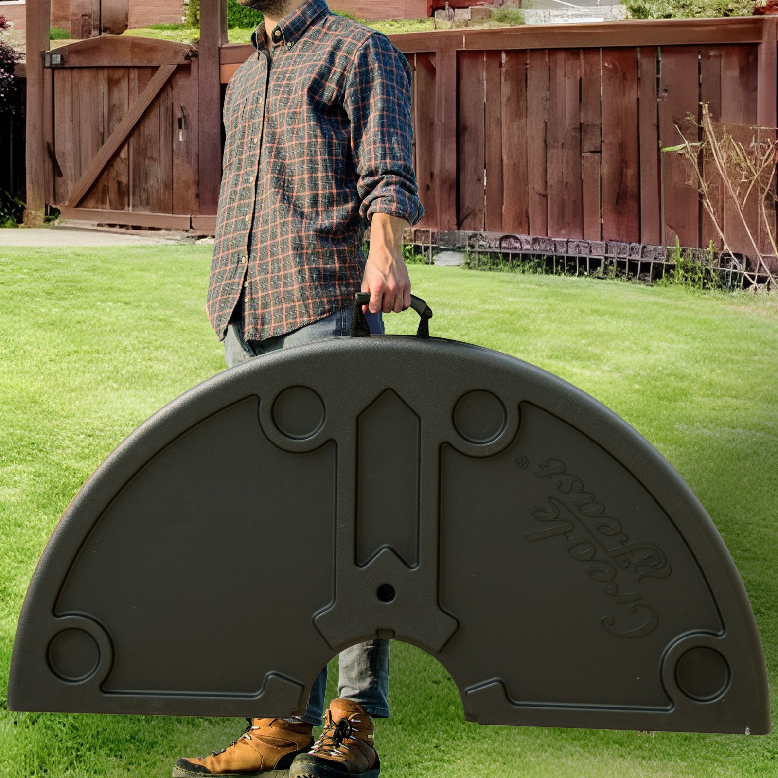 Creole Feast Foldable 47-inch Round Crawfish Table, Portable Table, Black