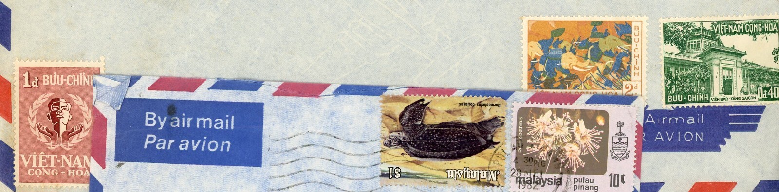 6 Asian Airmail Stamp Covers Japan Korea Thailand Malaysia Vietnam 60s–70s