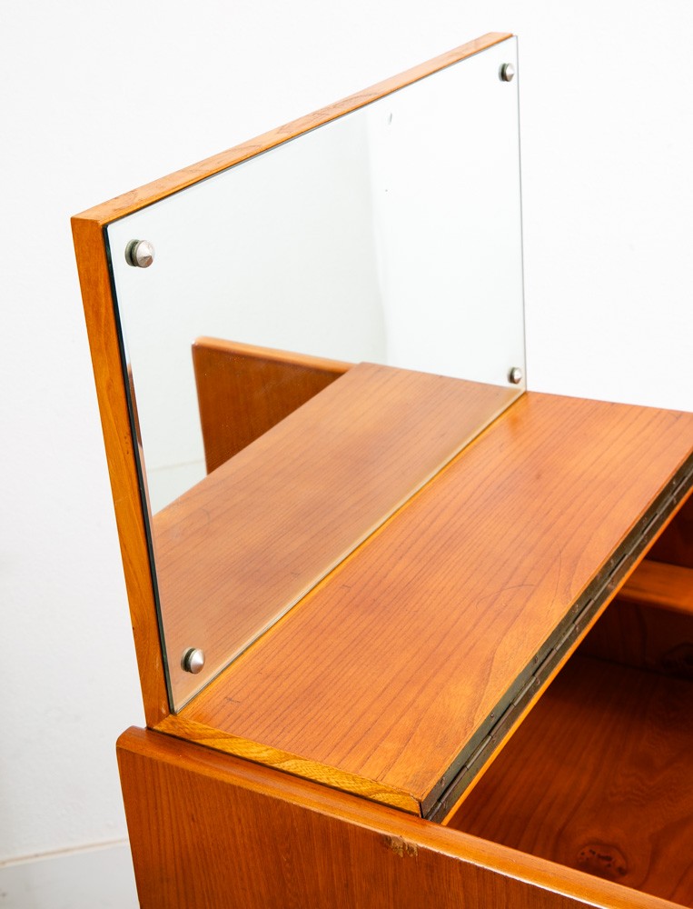 Mid Century Danish Modern Desk Vanity Office Wood 5 Drawers Denmark Mirror Mcm