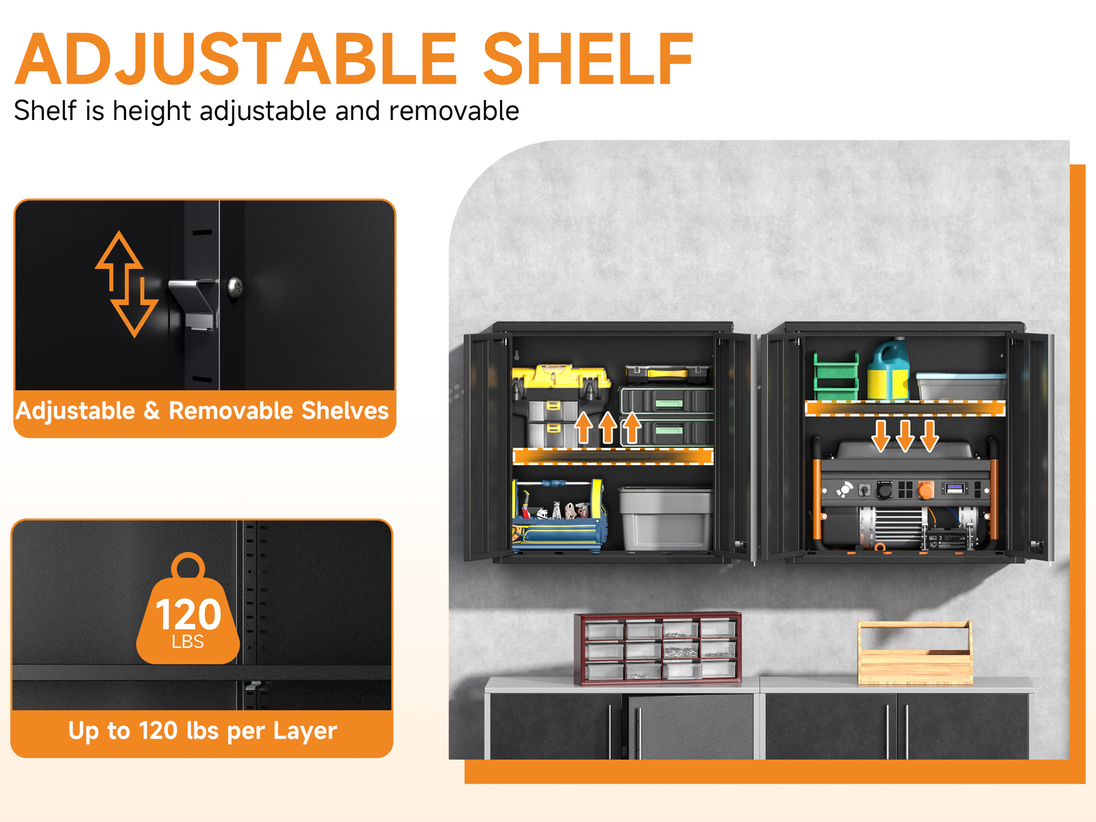 Wall Mounted Metal Lockable Storage Cabinet Garage Wall Cabinet Tool Cabinet