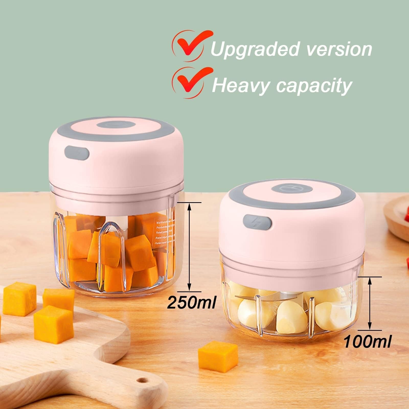 Electric Mini Garlic Chopper, 250ML USB Food Chopper Mincer, Vegetable Onion ...