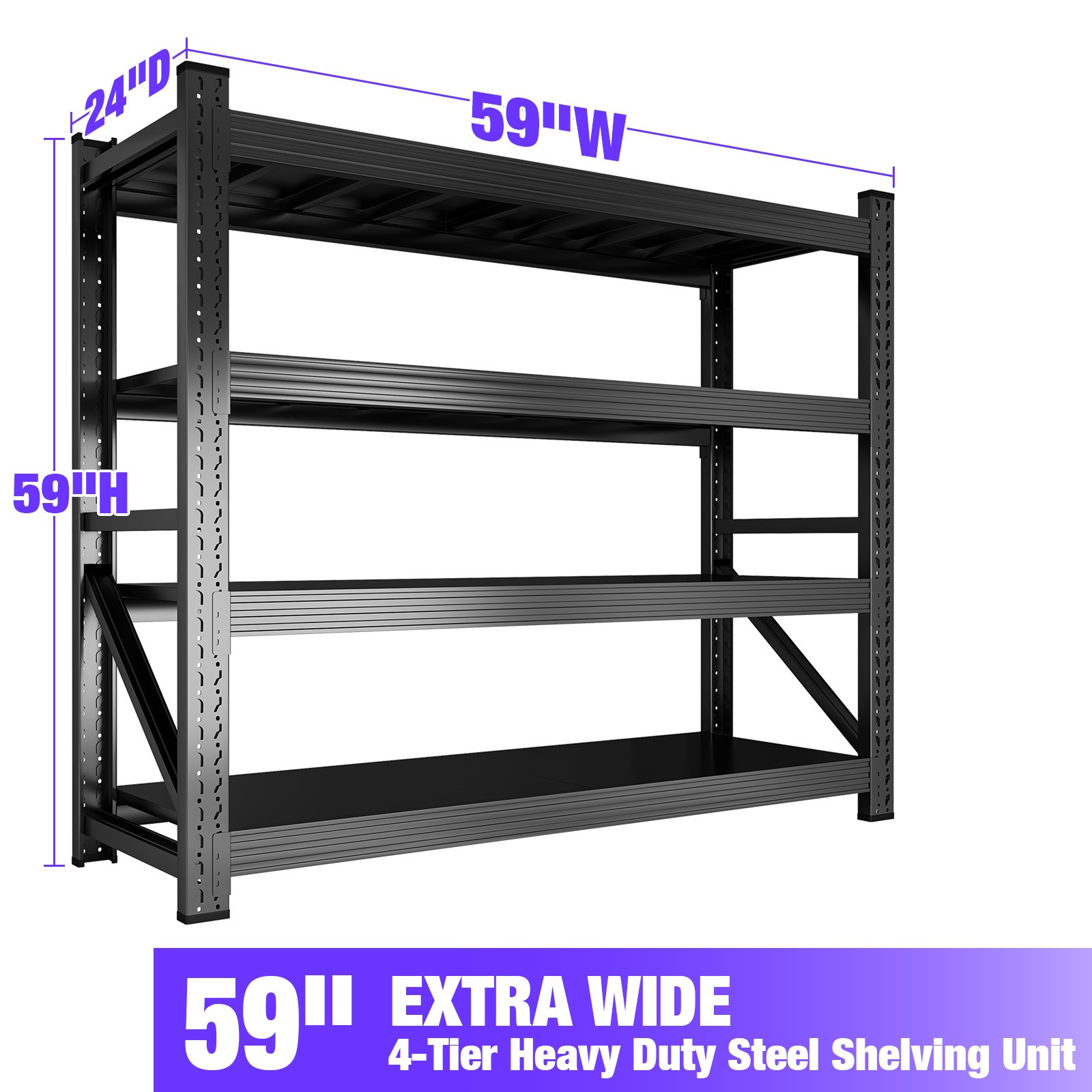 Garage Shelving Heavy Duty 6000 lbs 4 Tier Storage Shelves Metal Organizer Rack