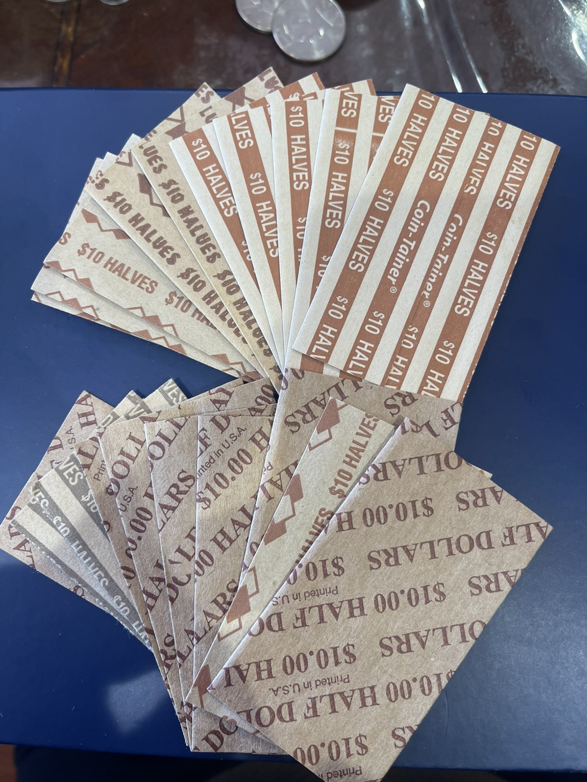 20 US Half Dollar Coin Wrapper-Each holds 20 Half Dollar Coins-Patterns May Vary