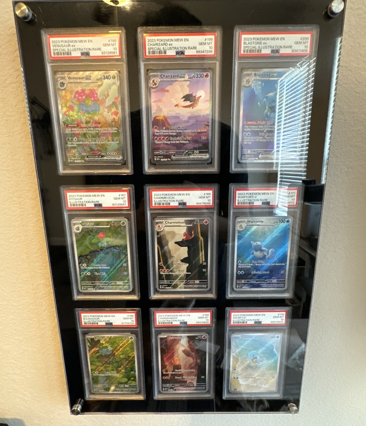 PSA/CGC Graded Card Premium Acrylic Display Case for : 9 Card Capacity 3x3 Frame