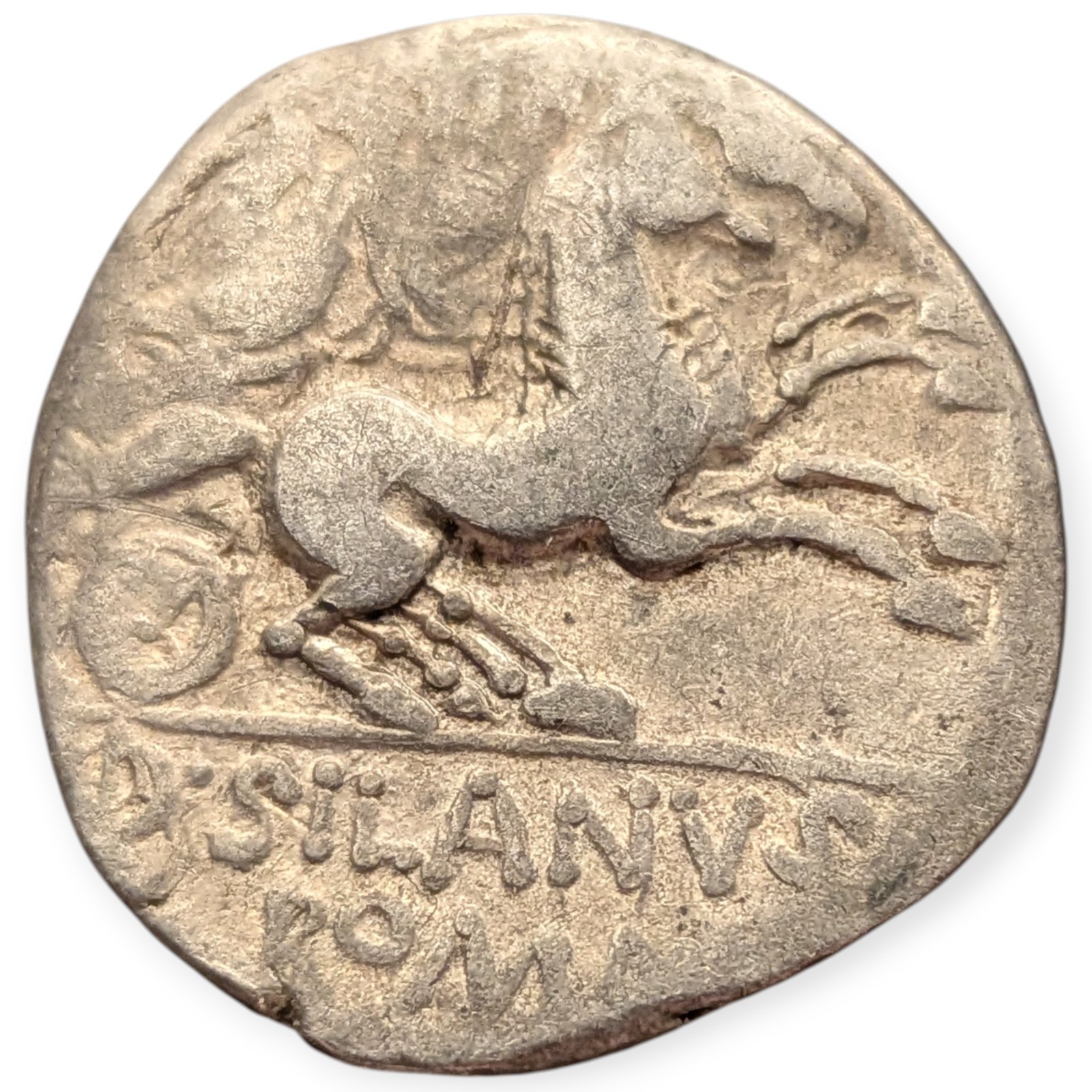 D. Silanus L.f, 91 BC. Denarius Silver Roman Republic Ancient Coin Roma 11N