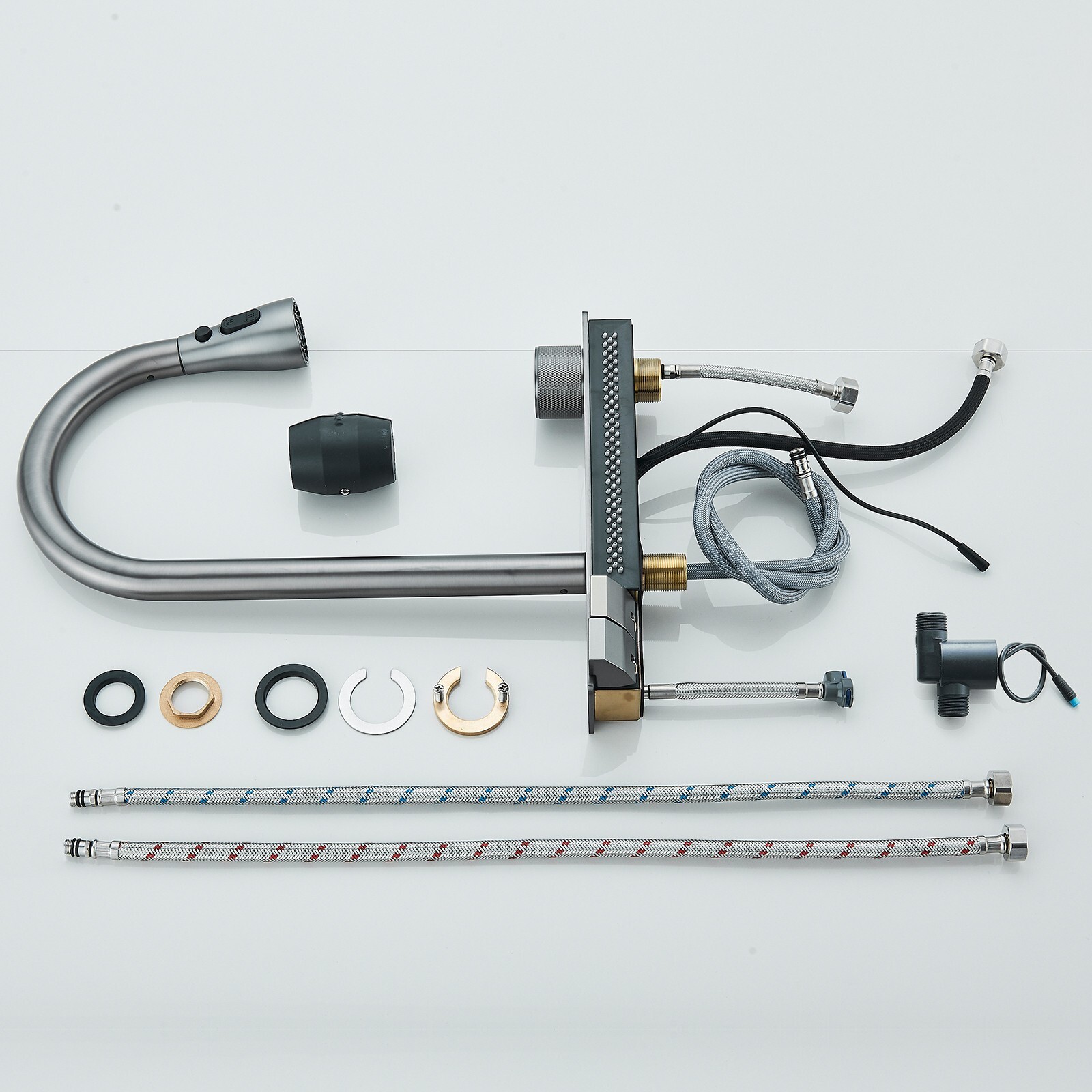 29.5" Flying Rain Stainless Steel Waterfall Kitchen Sink with Faucet Single Bowl