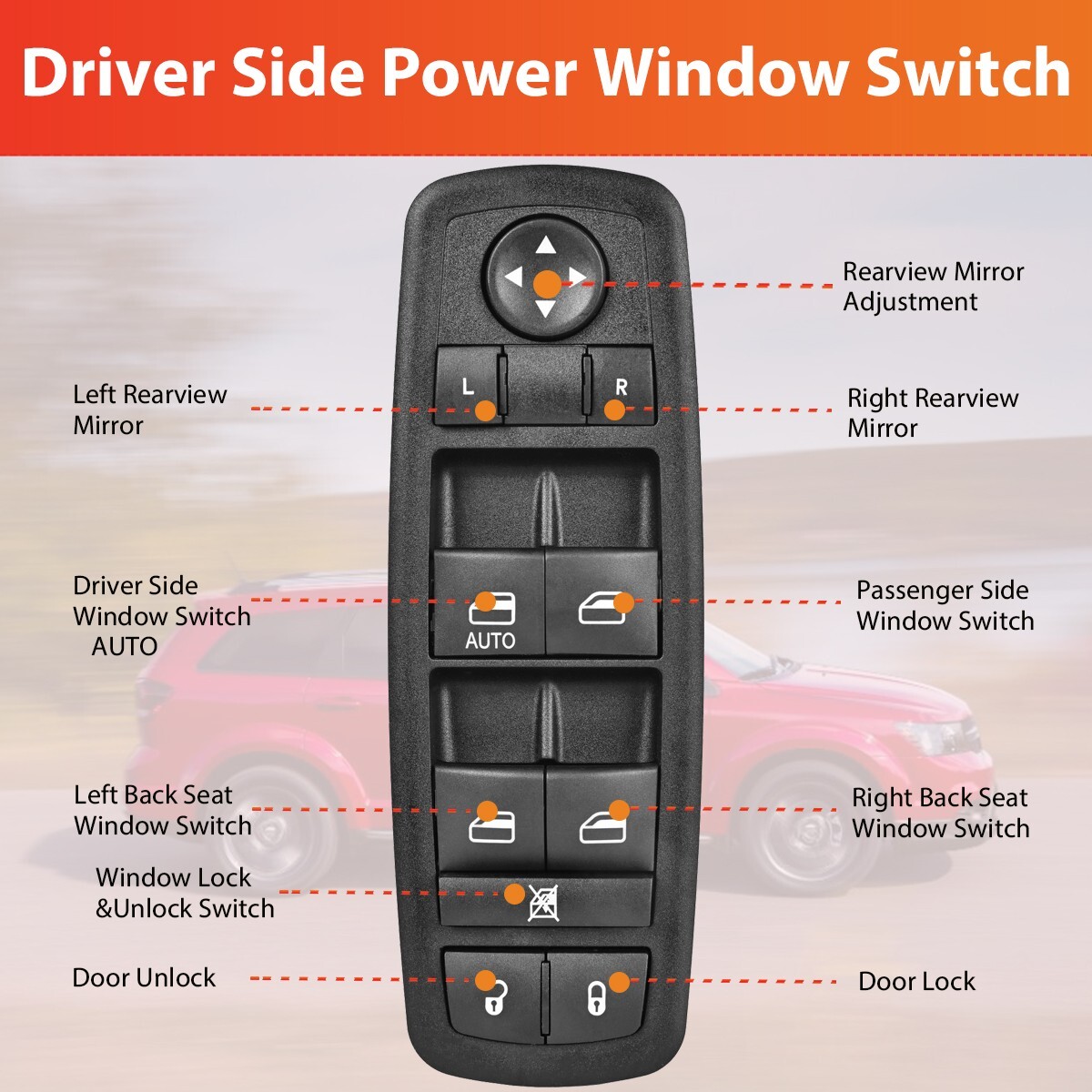 Driver Side Master Power Window Switch 68084001AD for 2011-2016 Dodge Journey