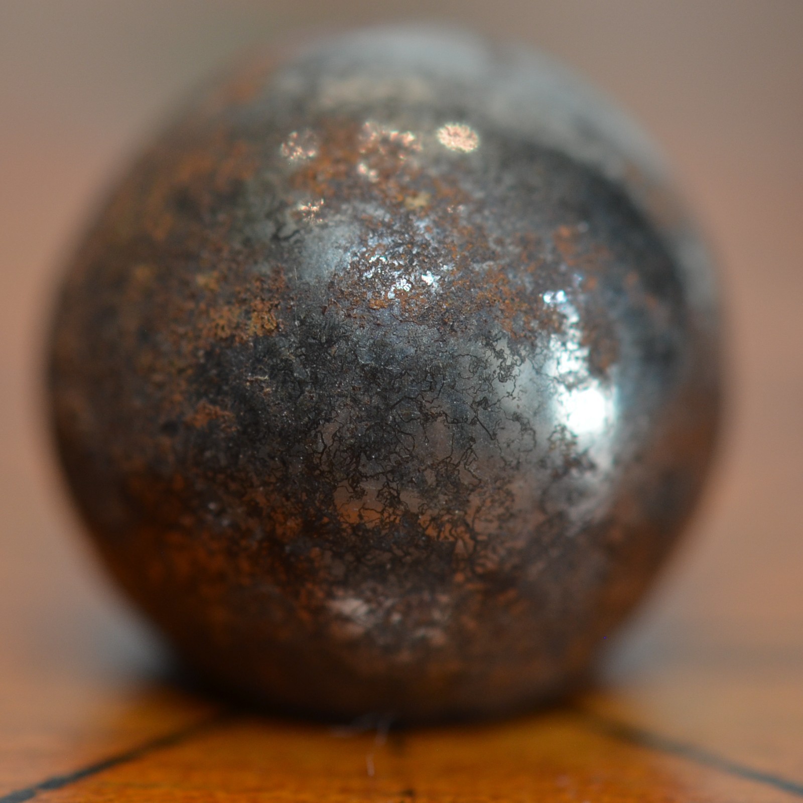 Handmade Hollow Steel or Steelie Marble, 0.65 in, Hard to Find Type, S1571