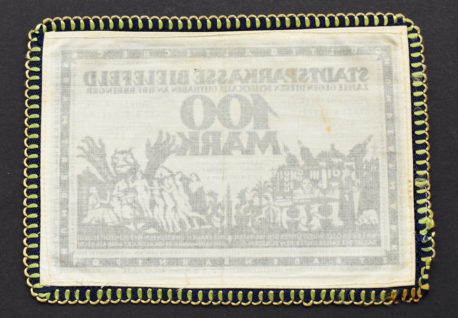 GERMANY NOTGELD Bielefeld 100 Mark 1921 War Emergency cloth textile Money Linen