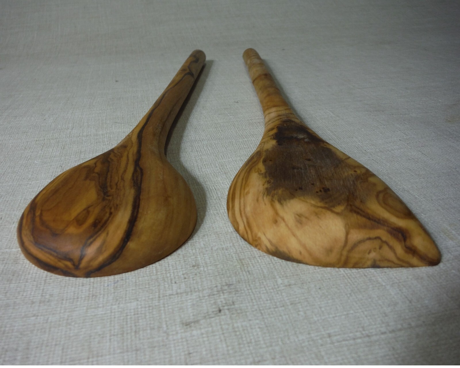 OLIVE WOOD SPOON AND SPATULA SET 12" LONG MEDITERRANEAN KITCHEN COOKING