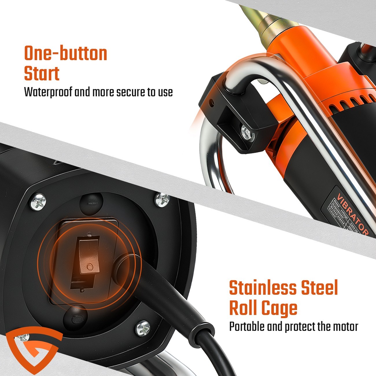 Electric Concrete Vibrator 2000W 14-3/4 feet Poker to Remove Air Bubbles 6m