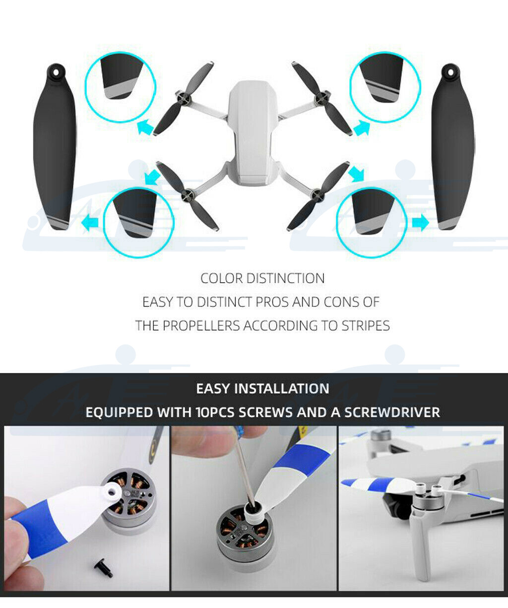 8pcs Silver Low-Noise Propellers Foldable Drone Props Blades for DJI Mavic Mini