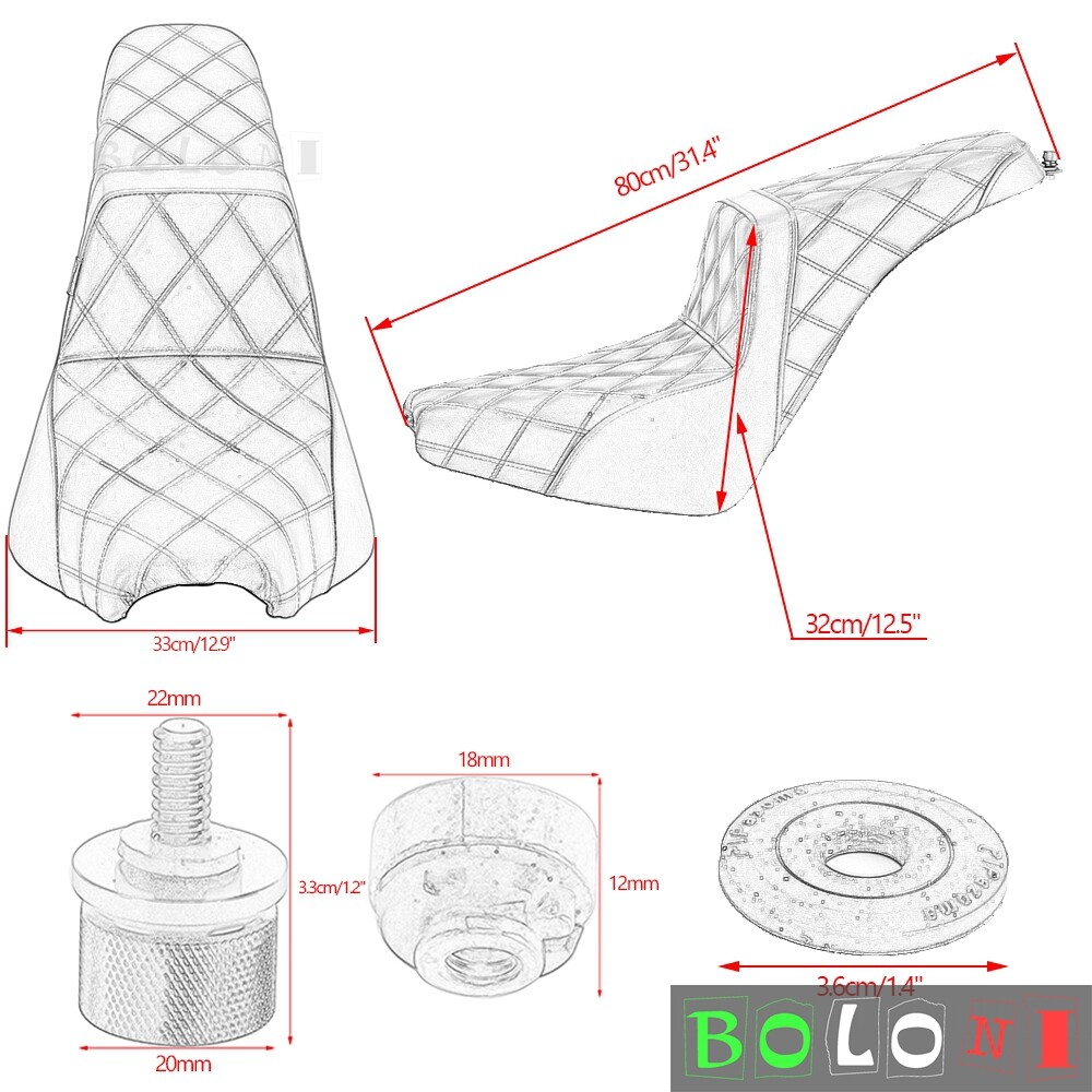 Gel Pad 2-Up Seat For Harley Softail Street Bob FXBB FXBBS Slim FLSL 2018-2024