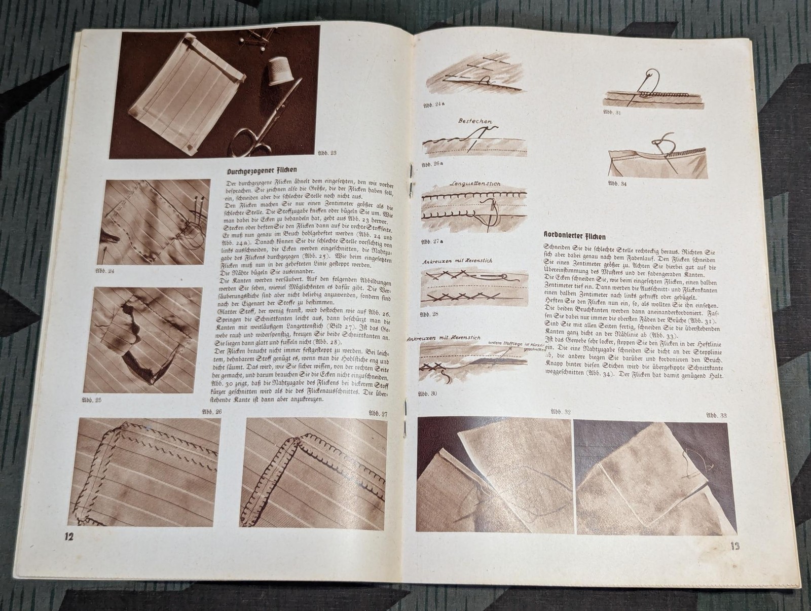 WWII German Women's Mending Repair Tips Book Deutschen Frauenwerk 1930s 1940s
