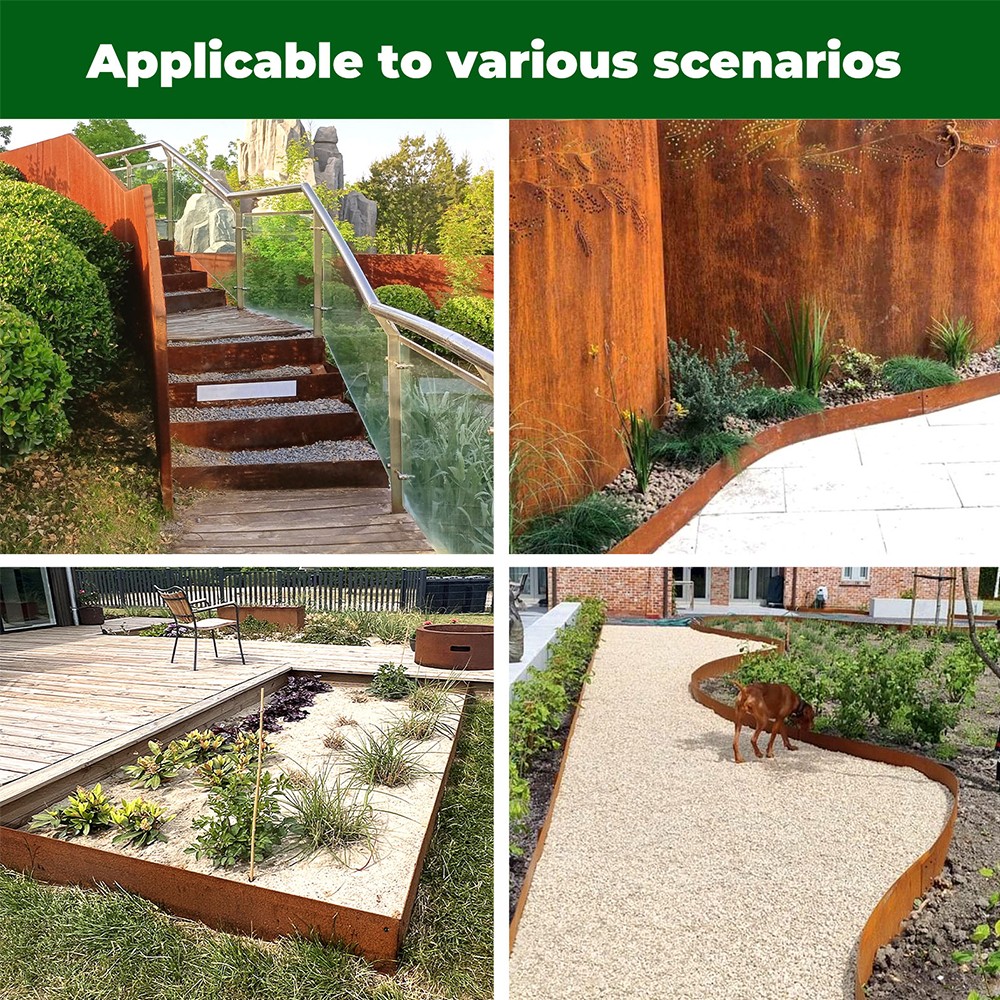 8-INCH Corten Steel Metal Landscape Edging 180 Degree Bend Rusted Garden Edging