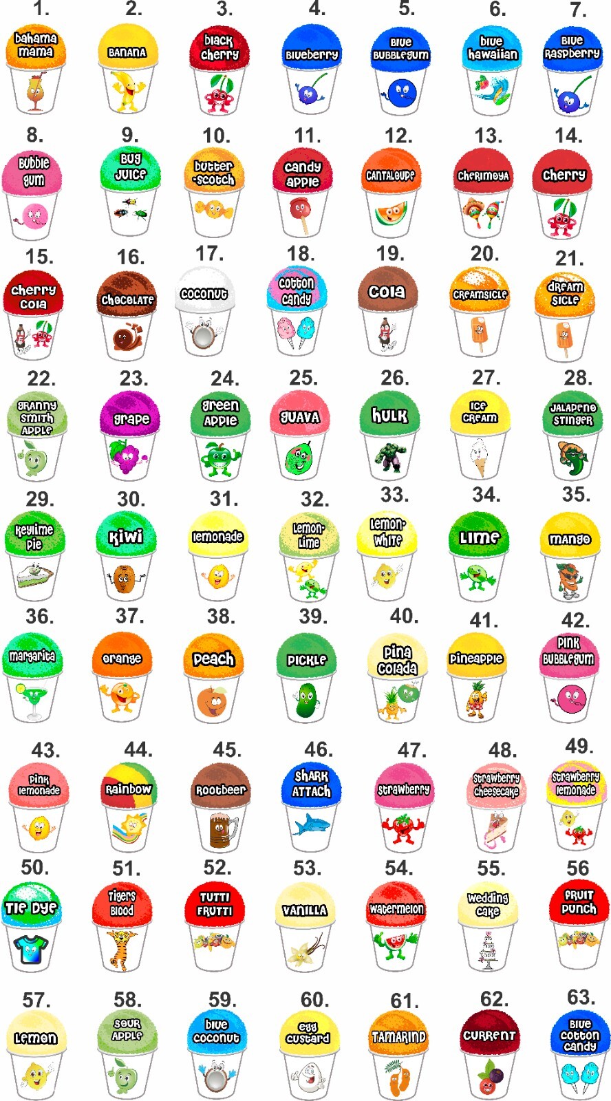 CHOICE OF 10 Flavors ( 4"X 6"each) Shave Shaved Ice Sno Cone Decal Vinyl Sticker