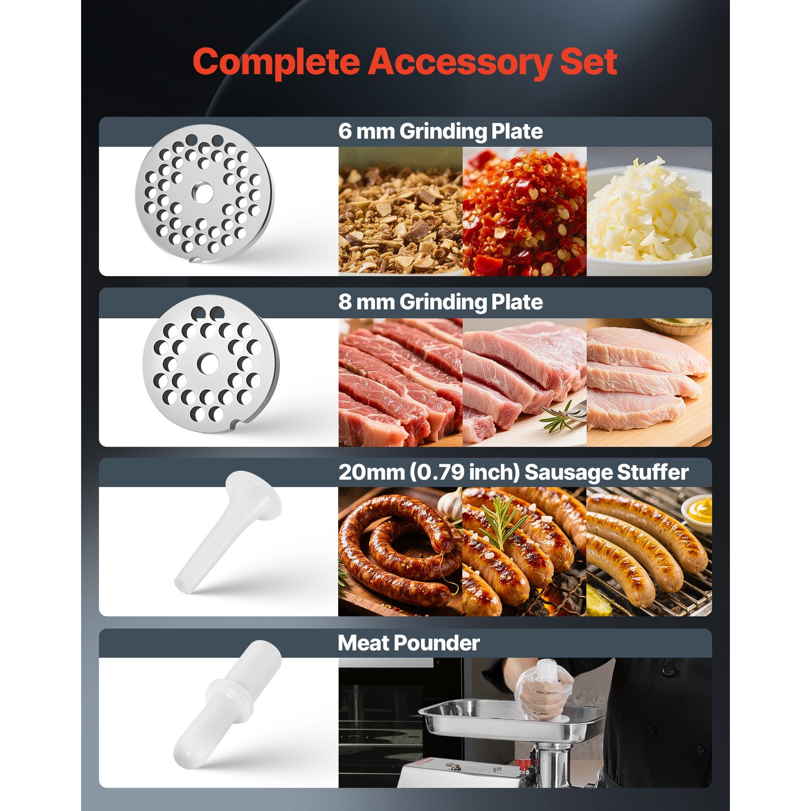 Uimoso Commercial Electric Meat Grinder 850W Sausage Stuffer7lbs/min for Kitchen