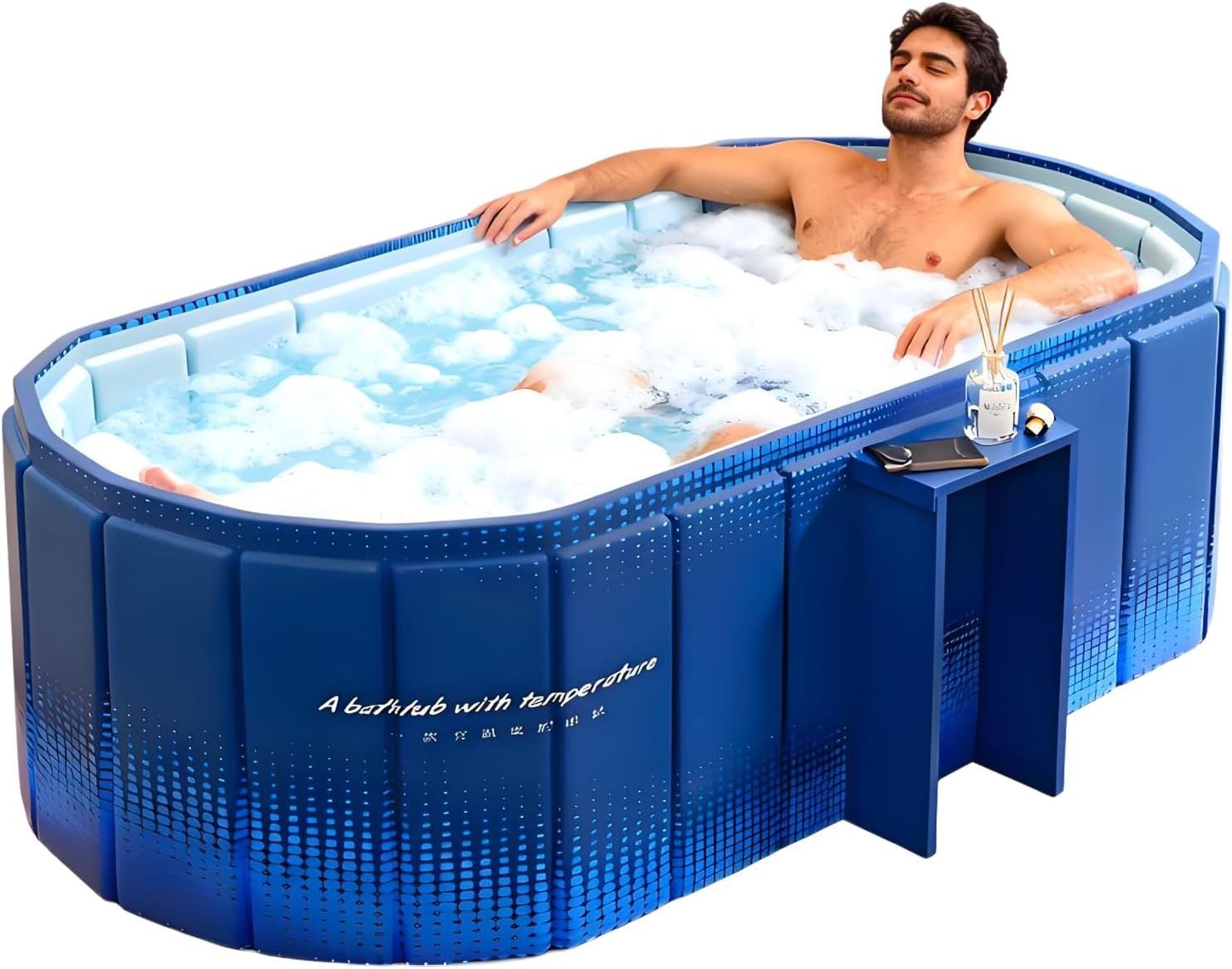 Portable Bathtub for Adult 59" Large Collapsible Cold Plunge Bathtub Foldable No