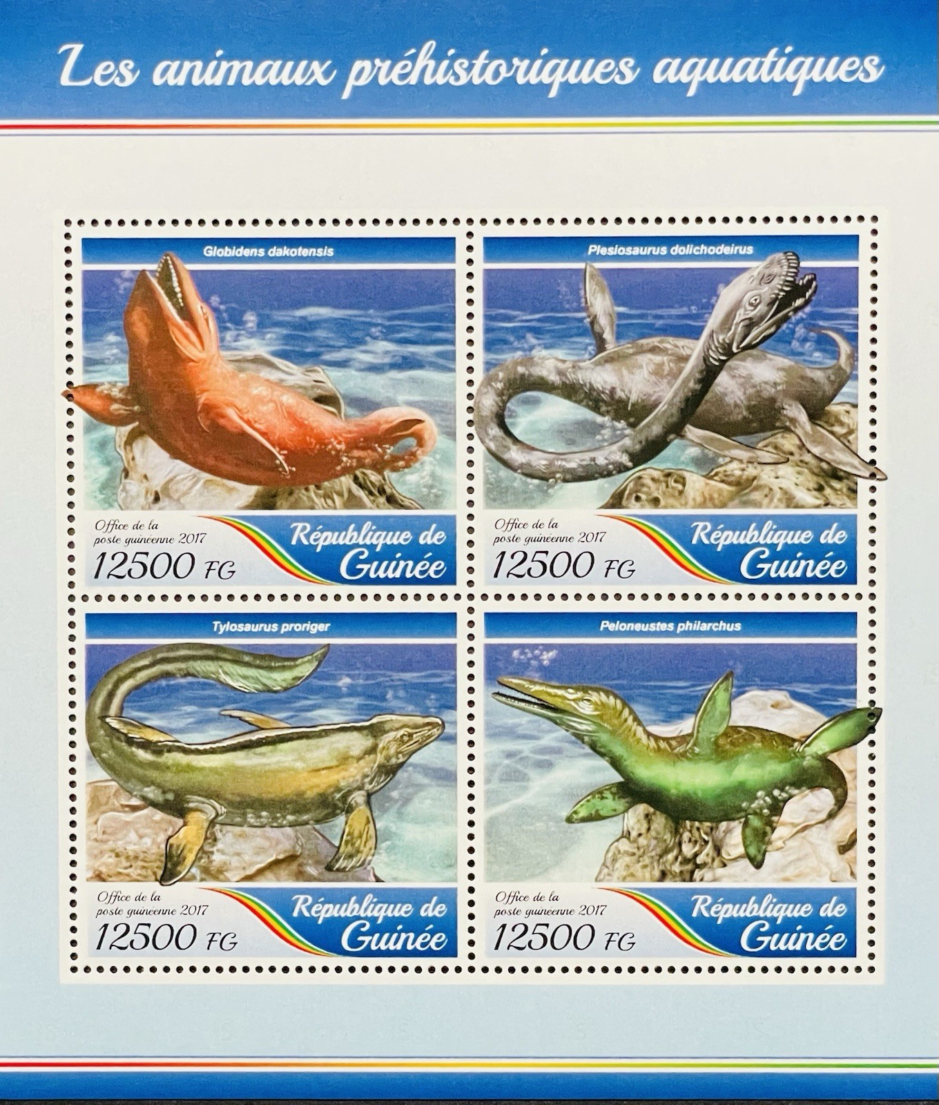 GUINEA PREHISTORIC AQUATIC ANIMALS STAMPS SHEET 2017 MNH DINOSAURS TYLOSAURUS