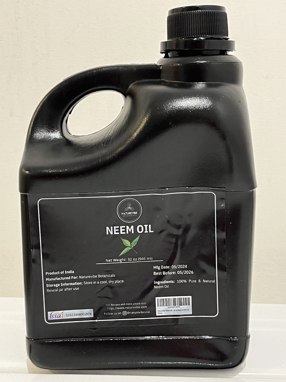 Naturevibe Neem Oil 32 Oz Exp 6/26 100% Pure and Natural Sealed