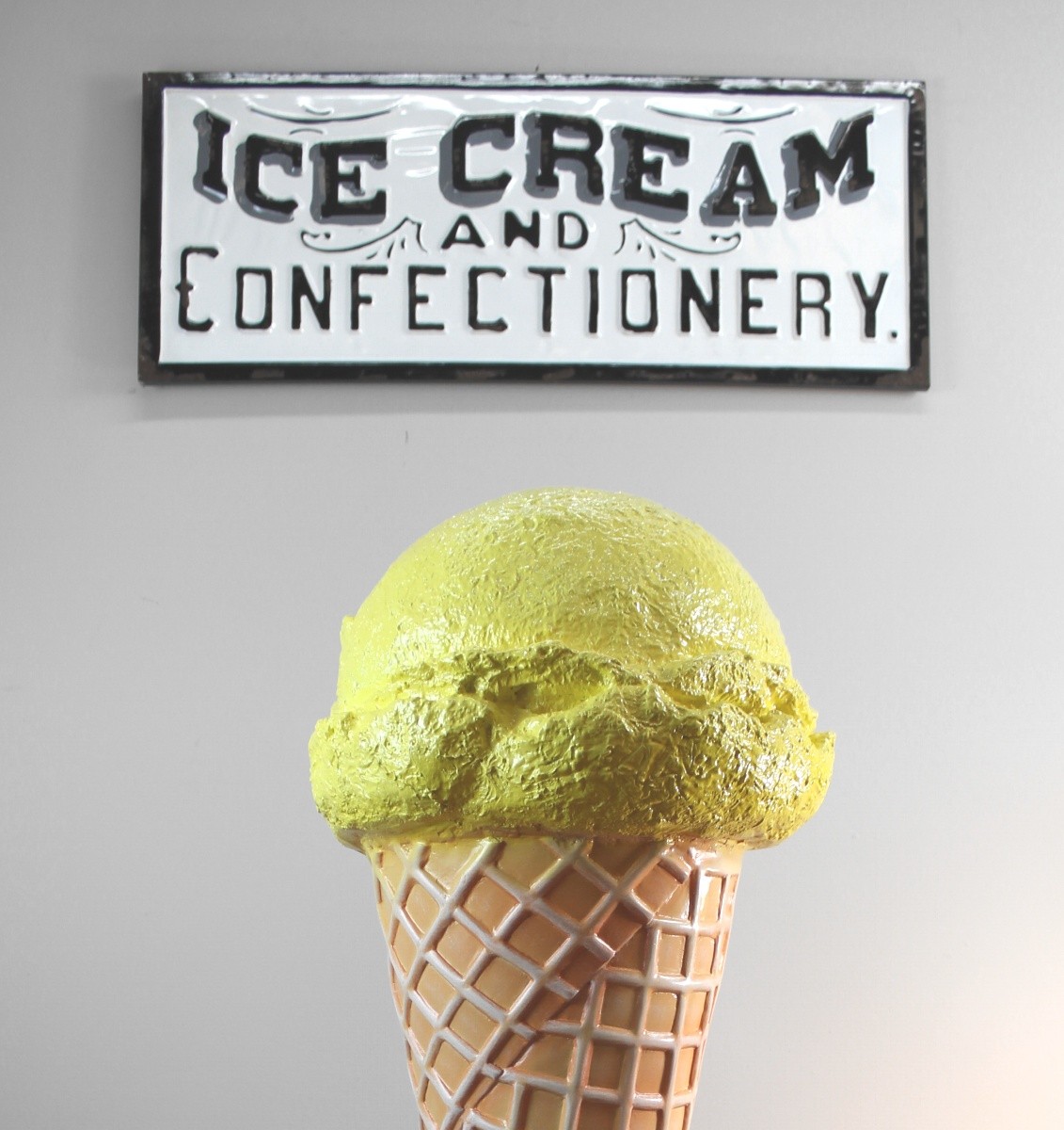 Standing Lemon Sherbet Ice Cream Cone Display Sign 3 Ft