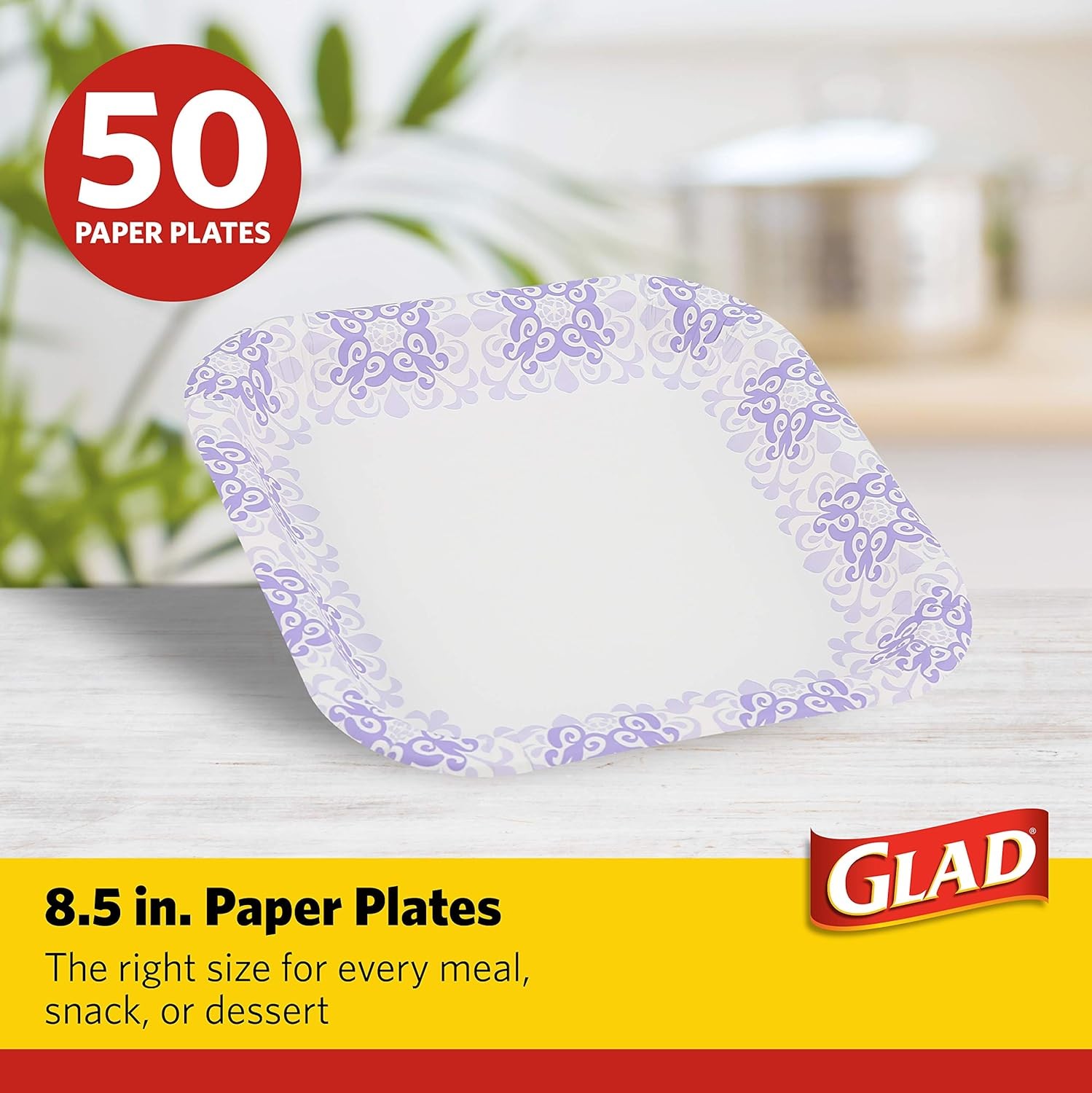 Heavy Duty Square Paper Plates for All Occasions | 8.5" Disposable 50