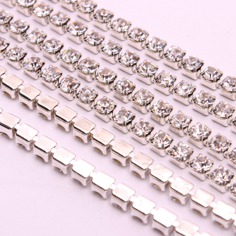 10 Yards Crystal Glitter Rhinestones Chain Silver & Gold DIY Sewing Accessories